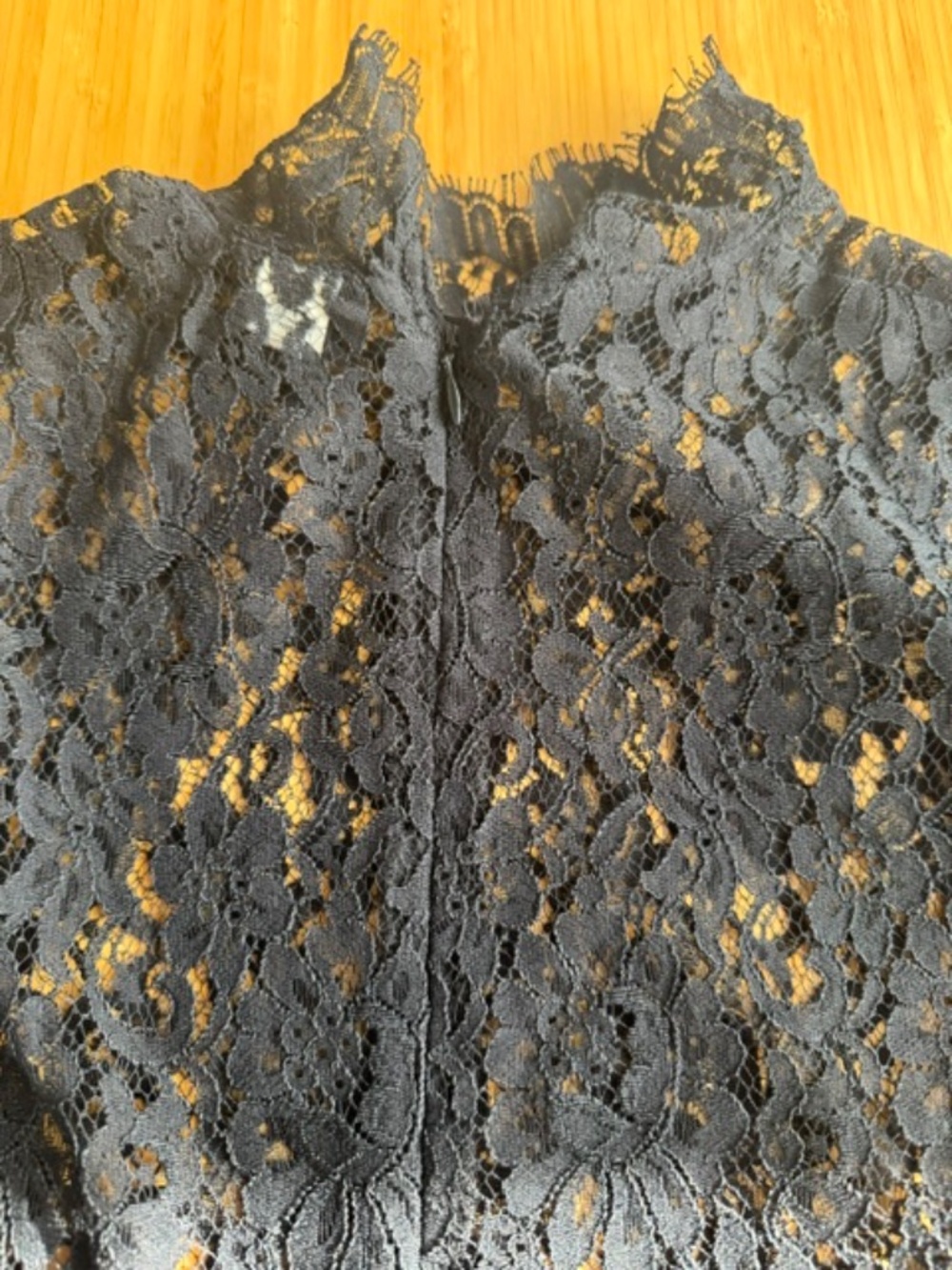 Only Hearts BLACK SHEER LACE DRAPE LONG SLEEVE BODYCON DRESS_Size Small - Picture 5 of 8